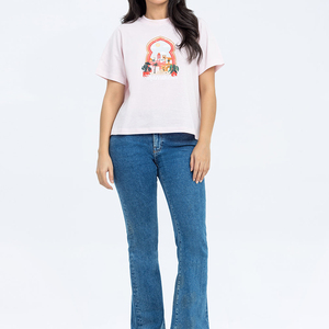 T-shirt imprimé en coton 100% pour femmes, t-shirt graphique DTF, col rond, t-shirt classique, été, manches courtes, coupe ample et confortable - Product Image 4