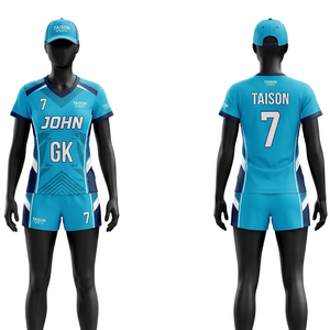 Uniforme de netball en polyester et élasthanne de qualité supérieure 200 GSM, jaune et bleu, avec panneau latéral en maille, logo personnalisé par sublimation - Product Image 3