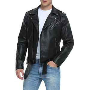 Chaqueta de Motociclista de Cuero Negro Vintage para Hombre, Estilo Clásico, con Cierre Asimétrico, Impermeable y Cálida - Product Image 5
