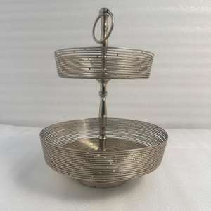 Stainless Steel Nickel Polished Mesh Wire 2 Tier <b>Cake</b> <b>Stand</b> Multi Purpose Tableware Cady Fruit Dessert Basket in Silver Finish - Product Image 2