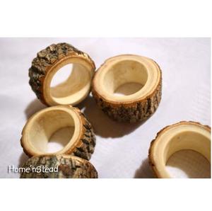Ensemble de porte-serviettes rustiques en bois naturel et branches, décoration de table pour mariage champêtre, vente en gros - Product Image 1
