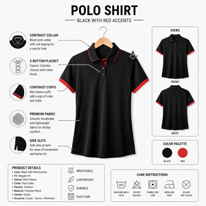 เสื้อโปโลปักลาย Delta Sigma Soror ของสมาคมเมสัน สำหรับผู้หญิง สีดำแดงผสมผสาน - Product Image 5