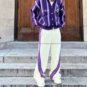 Pantalon de survêtement formel pour homme en molleton gaufré 100 % coton, qualité supérieure, avec cordon de serrage central et technique de broderie, fabrication OEM - Product Image 5