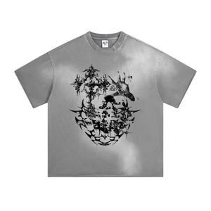 T-shirt surdimensionné en coton 100% 280GSM avec motif graphique personnalisé DTG / T-shirt vintage délavé à l'acide - Product Image 2