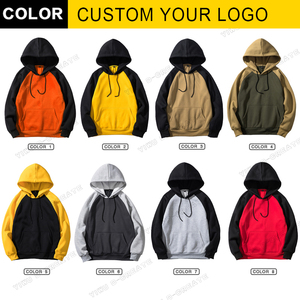Sweat-shirt à capuche raglan jaune et noir pour homme, 100 % coton molletonné, coupe oversize, décontracté, pour l'automne, avec poche et logo imprimé, 280g - Product Image 2