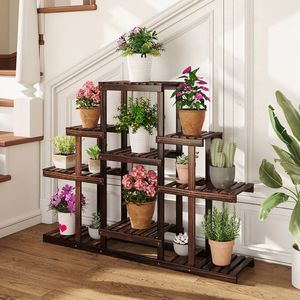 Support à plantes en bois à plusieurs niveaux, étagère d'angle pour plantes d'intérieur et d'extérieur avec porte-pot de fleurs pour meubles de patio - Product Image 3