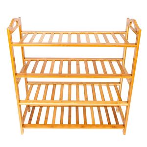"Bamboo 4-Tier <b>Shoe</b> <b>Rack</b> Easy Assembly Home/Office <b>Storage</b> Wood Finish" - Product Image 1