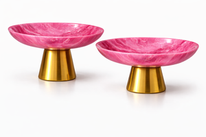 Elegant Brown Resin Decorative Bowls with Gold Base for <b>Dining</b> <b>Table</b> Centerpiece Luxury Home Decor Resin Bowls Set - Product Image 3