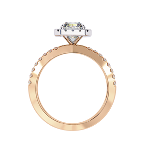 Emerald Cut Diamond Halo <b>Split</b> Shank Engagement <b>Ring</b> - Product Image 3