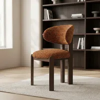 Chaise de restaurant moderne en velours rembourrée, dossier incurvé, structure en bois massif, chaise de salle à manger écologique pour café, maison, bureau