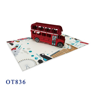 Carte pop-up Bus de Londres, style Noël, lavable, artisanat en papier fait main, découpe de papier, design personnalisé, tendance du moment - Product Image 4