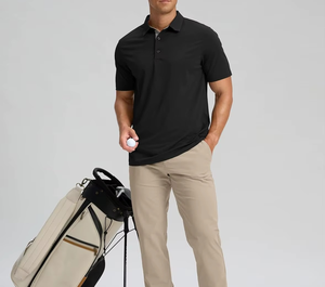 Chemises pour hommes en polyester et coton, à manches courtes, unies, tricotées, anti-plis, avec logo brodé personnalisé, décontractées, 180g, marque KLS, fabrication OEM - Product Image 4