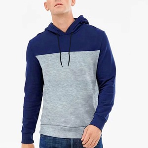 Sudadera con Capucha para Hombre, Diseño Color Block Azul Marino y Gris, Corte Regular, Informal, Tejida, Manga Larga, Invierno, Transpirable, Ecológica - Product Image 1