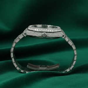 Reloj de Pulsera Mecánico de Lujo Personalizado con Esfera Elegante de Acero Inoxidable y Diamantes Moissanite - Product Image 4