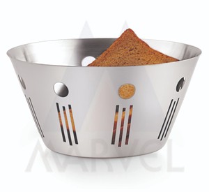 Stainless Steel Metal Designer <b>Bread</b> Serving <b>Basket</b> With 5 Lines Design for Hotel Restaurant Home Use - Product Image 6