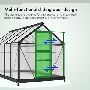 Kit Serra in Alluminio per Esterni 6FT X 10FT X 7FT con Policarbonato Resistente e Porta di Ventilazione per Giardino, Colore Verde - Product Image 4
