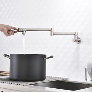 Rubinetto da Cucina a Parete in Ottone 1/2 NPT Pieghevole con Due Maniglie per Acqua Fredda in Nichel - Product Image 3