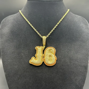 Collar personalizado con colgante de letra estilo hip hop para hombre y mujer, con diamantes de imitación CZ, chapado en oro y plata, con letras del alfabeto tipo burbuja. - Product Image 5