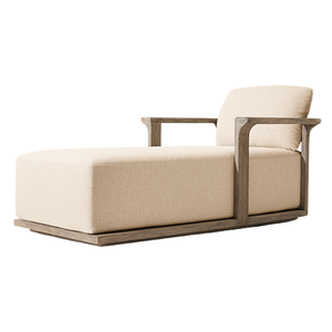 Tumbona de Madera de Teca Minimalista Japonesa para Exteriores, con Reposabrazos Curvos Esculturales, Chaise Longue Moderna para Patio, Villa o Resort - Product Image 3