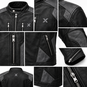 Chaqueta de Motociclista de Cuero Estilo Urbano |   Negro Gris Oliva Borgoña |   Fabricante OEM ODM |   Diseño de Calidad Premium | - Product Image 4