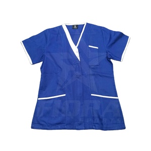 Haut de récurage médical unisexe à col en V OEM vente en gros uniforme extensible à 3 poches à manches courtes pour médecins, infirmières, médecins et hôpitaux ensemble - Product Image 1