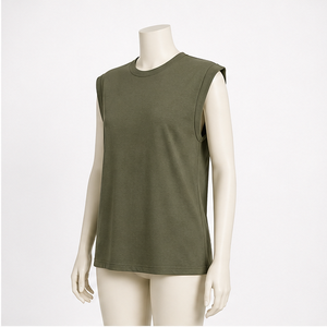 Camisa de algodón para mujer con manga casquillo, corte holgado y cuello redondo - Product Image 6