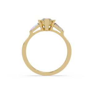 Custom 14K Pure Gold IGI Certified 1.00 ct Marquise Cut Lab Grown Diamond Tapered Baguette Engagement Ring Wedding Ring Gifts - Product Image 3