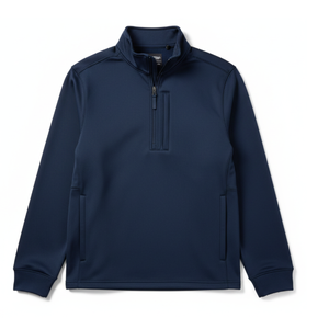 Sweat-shirt en molleton à col montant pour homme, bleu marine, coupe classique, décontracté, respirant, en polyester tricoté, pour l'automne - Product Image 2