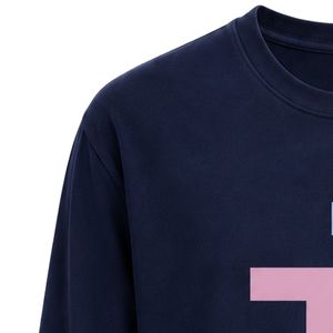 Navy Blue JJ Logo Embroidered Long Sleeve Shirt Crew Neck Lightweight Casual <b>Top</b> with Ribbed Cuffs for Team and Everyday Apparel - Product Image 3