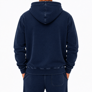 Sweat-shirt à capuche zippé pour homme, en coton épais, coupe oversize, en molleton délavé, écologique, premium, décontracté, style urbain - Product Image 2