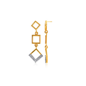 Premium Geometric Triple Square <b>Dangle</b> <b>Earrings</b> 18K Gold Plated CZ <b>Diamond</b> Fashion <b>Earrings</b> for Daily Wear - Product Image 3