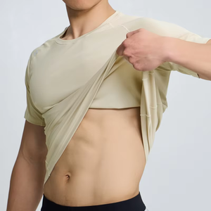 เสื้อยืดโพลีเอสเตอร์ 100% แห้งเร็ว เสื้อผ้าออกกำลังกาย เสื้อเพาะกาย เสื้อยืดยืดหยุ่นสำหรับออกกำลังกาย เสื้อยืดกีฬาสำหรับผู้ชาย - Product Image 3