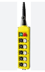 CMK PLB1ODSPL Electronic Yellow Plastic <b>Push</b> <b>Button</b> <b>Switch</b> Station 6 <b>Buttons</b> Black Handle IP65 Industrial Control 440V Eot Crane - Product Image 2