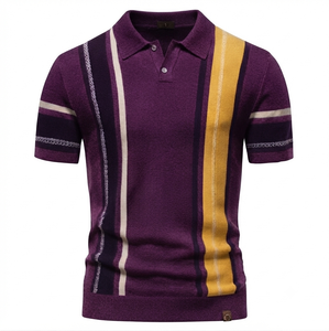 Camisa de hombre con bloques de color, manga corta, cremallera, tejido casual transpirable, estampado digital, longitud regular, frontal de elastano/poliéster - Product Image 6