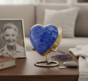 Vintage Brass Heart <b>Memorial</b> <b>Keepsake</b> Urn Funeral Ash Container Crafted With Refined Artistic Matte Surface Texture - Product Image 4