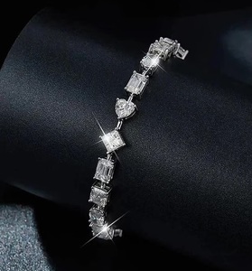 Luxury Mixed Cut Moissanite Tennis Bracelet <b>Iced</b> <b>Out</b> Hip Hop Jewellery White Gold Diamond Look Wrist Bracelet - Product Image 1