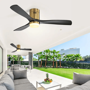 Ventilatore da Soffitto LED a Basso Profilo da 52 Pollici con Telecomando, 3 Pale in Legno Massello per Uso Interno ed Esterno - Product Image 2