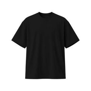 Black DropOver Tee T-shirt surdimensionné pour hommes en coton de qualité supérieure, col rond, manches courtes, coupe ample, streetwear, t-shirt basique confortable - Product Image 1
