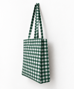 Bolso Tote Pequeño de Lona con Estampado a Cuadros Blancos, Bolso de Hombro Minimalista con Parte Superior Abierta para Uso Diario - Product Image 2