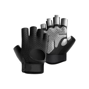 Gants de sport demi-doigts unisexes en PU respirant avec sangle de poignet réglable pour l'entraînement et le fitness - Product Image 1