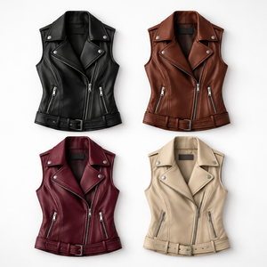 Gilets en cuir pour femmes, style motard, avec designs personnalisés - Fabricant OEM pour les commandes en gros - Product Image 5