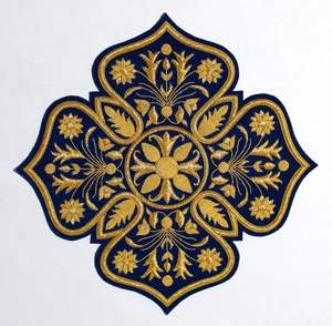 Aplique Floral Bordado a Mano de Lujo con Hilo Metálico, Efecto 3D en Relieve, Calidad Premium para Vestimentas Decorativas - Product Image 1