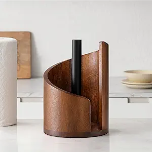 Handcrafted Wooden <b>Paper</b> Towel Holder Freestanding <b>Kitchen</b> Tissue Roll Stand for Countertop Home and Restaurant Use - Product Image 3