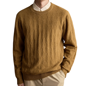 <b>Men</b> Geometric Textured Knit Sweater Crew Neck Long Sleeve Solid <b>Pullover</b> Jumper Casual Winter 12GG 3D Print Wholesale OEM ODM - Product Image 1