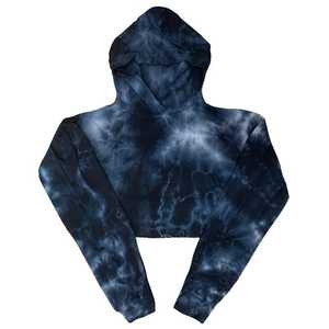 Sweat-shirt à capuche court tie-dye pour femme, à manches longues, tricoté, décontracté, pour l'automne - Product Image 1