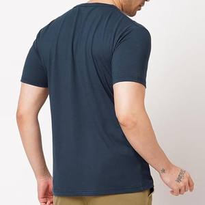 Men's Navy Blue Printed T-Shirt With Mountain Scene And Inspirational Quote Live Life By A Compass Not By A <b>Clock</b> Casual Short - Product Image 3