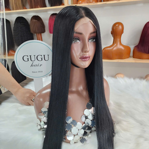 Perruque frontale complète en dentelle HD 13x4 en cheveux humains, lisse, sans colle, densité 180%, cheveux vierges alignés dans le sens des cuticules, vente en gros - Product Image 4