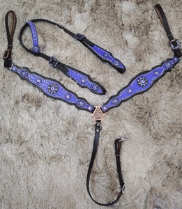 Selle de sécurité pour cheval en cuir véritable de crocodile, best-seller, style western, design artisanal, pour l'équitation, comprend une bride et une poitrailière - Product Image 4