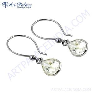 Cute Gemstone <b>Silver</b> <b>Huggie</b> Earrings with Cubic Zirconia Gold Plated Alloy and Copper Jewelry for Weddings or Parties - Product Image 1