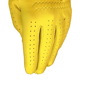 Guante de Golf de Piel Cabretta Suave y Transpirable con Colores y Logotipo Personalizados, Amarillo, para Mano Izquierda, Perforado, con Velcro, Dedos Completos, Deportivo - Product Image 4
